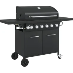 vidaXL Gasbarbecue met 7 branders gepoedercoat staal zwart