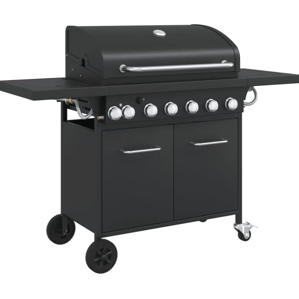 vidaXL Gasbarbecue met 7 branders gepoedercoat staal zwart