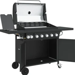 vidaXL Gasbarbecue met 7 branders gepoedercoat staal zwart