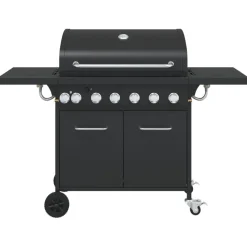 vidaXL Gasbarbecue met 7 branders gepoedercoat staal zwart
