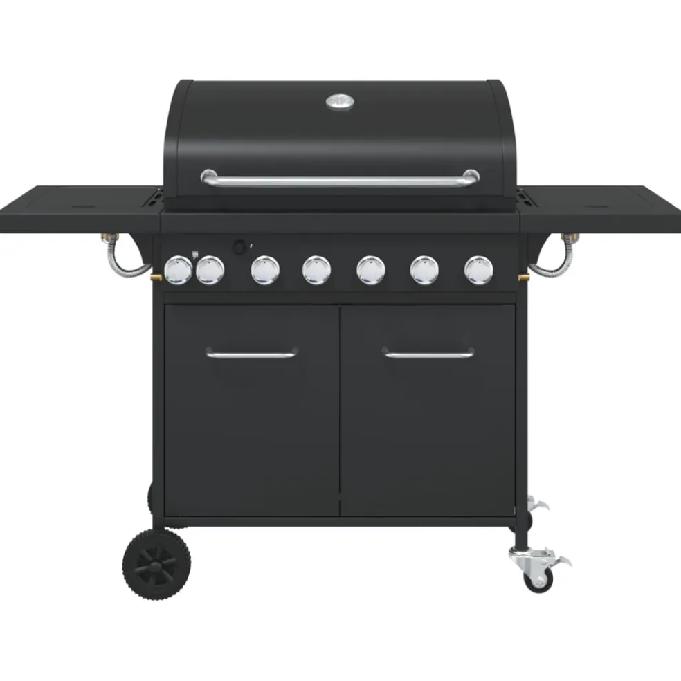vidaXL Gasbarbecue met 7 branders gepoedercoat staal zwart