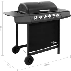 vidaXL Gasbarbecue met 6 branders zwart
