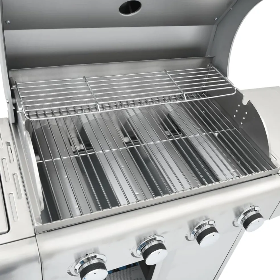 vidaXL Gasbarbecue met 5 branders roestvrij staal zilverkleurig