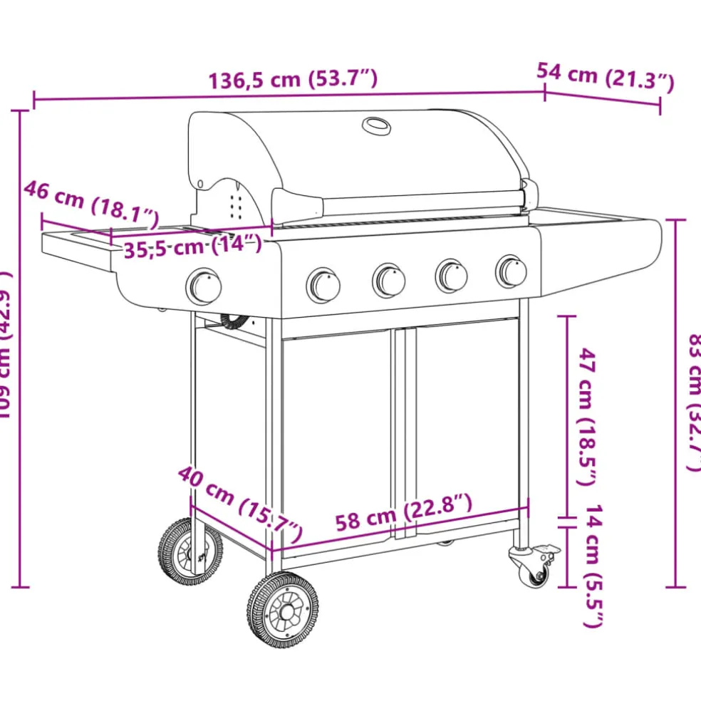 vidaXL Gasbarbecue met 5 branders roestvrij staal zilverkleurig