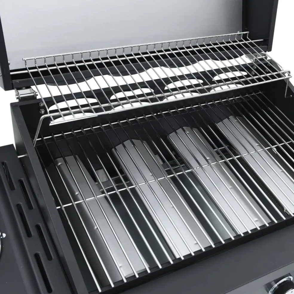 vidaXL Gasbarbecue met 5 branders gepoedercoat staal zwart