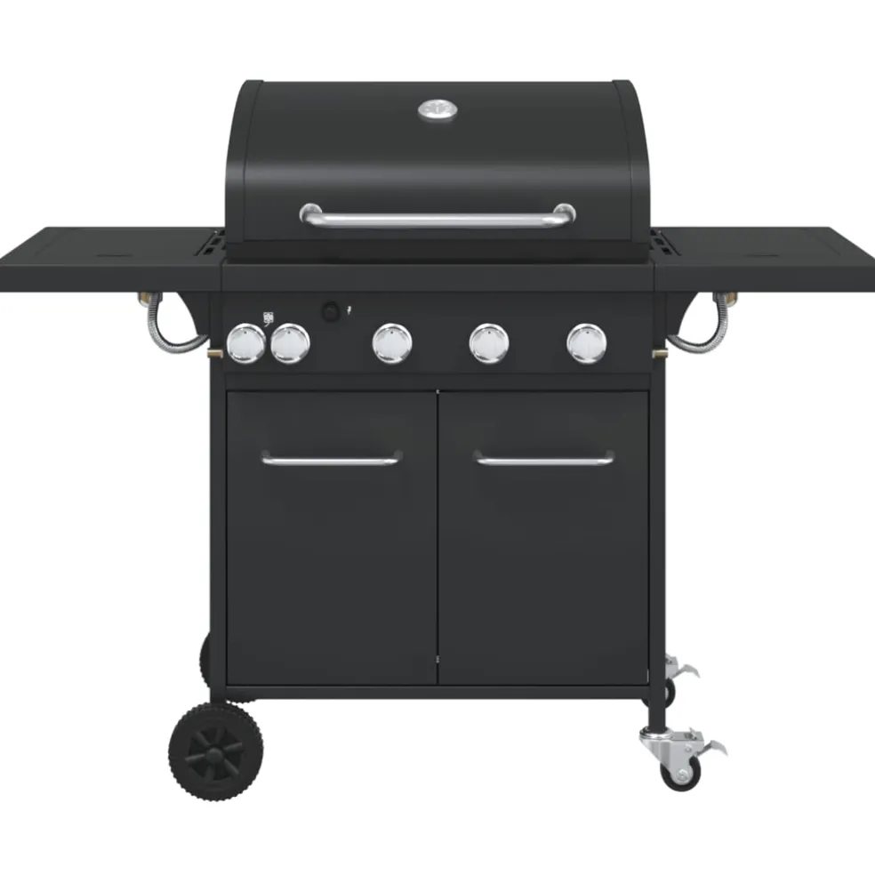 vidaXL Gasbarbecue met 5 branders gepoedercoat staal zwart