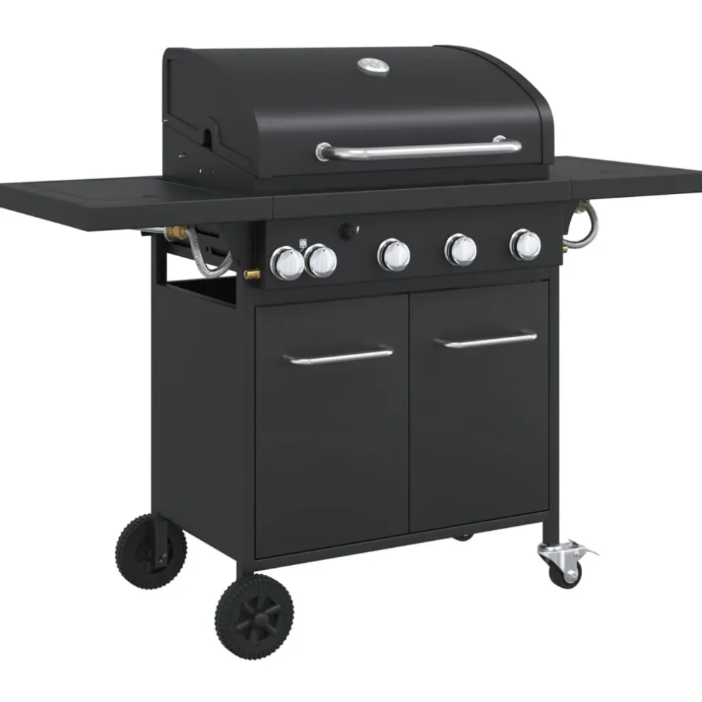 vidaXL Gasbarbecue met 5 branders gepoedercoat staal zwart