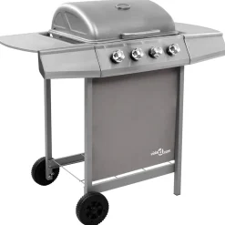 vidaXL Gasbarbecue met 4 branders zilverkleurig