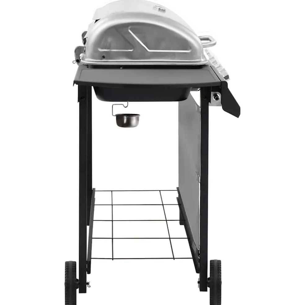 vidaXL Gasbarbecue met 6 branders zwart en zilverkleurig
