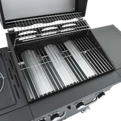 vidaXL Gasbarbecue met 4 branders gepoedercoat staal zwart