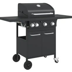 vidaXL Gasbarbecue met 4 branders gepoedercoat staal zwart