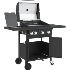 vidaXL Gasbarbecue met 4 branders gepoedercoat staal zwart