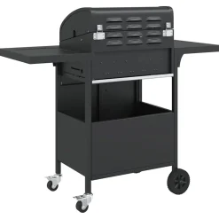 vidaXL Gasbarbecue met 4 branders gepoedercoat staal zwart