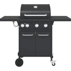 vidaXL Gasbarbecue met 4 branders gepoedercoat staal zwart