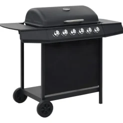 vidaXL Gasbarbecue met 6 kookzones staal zwart