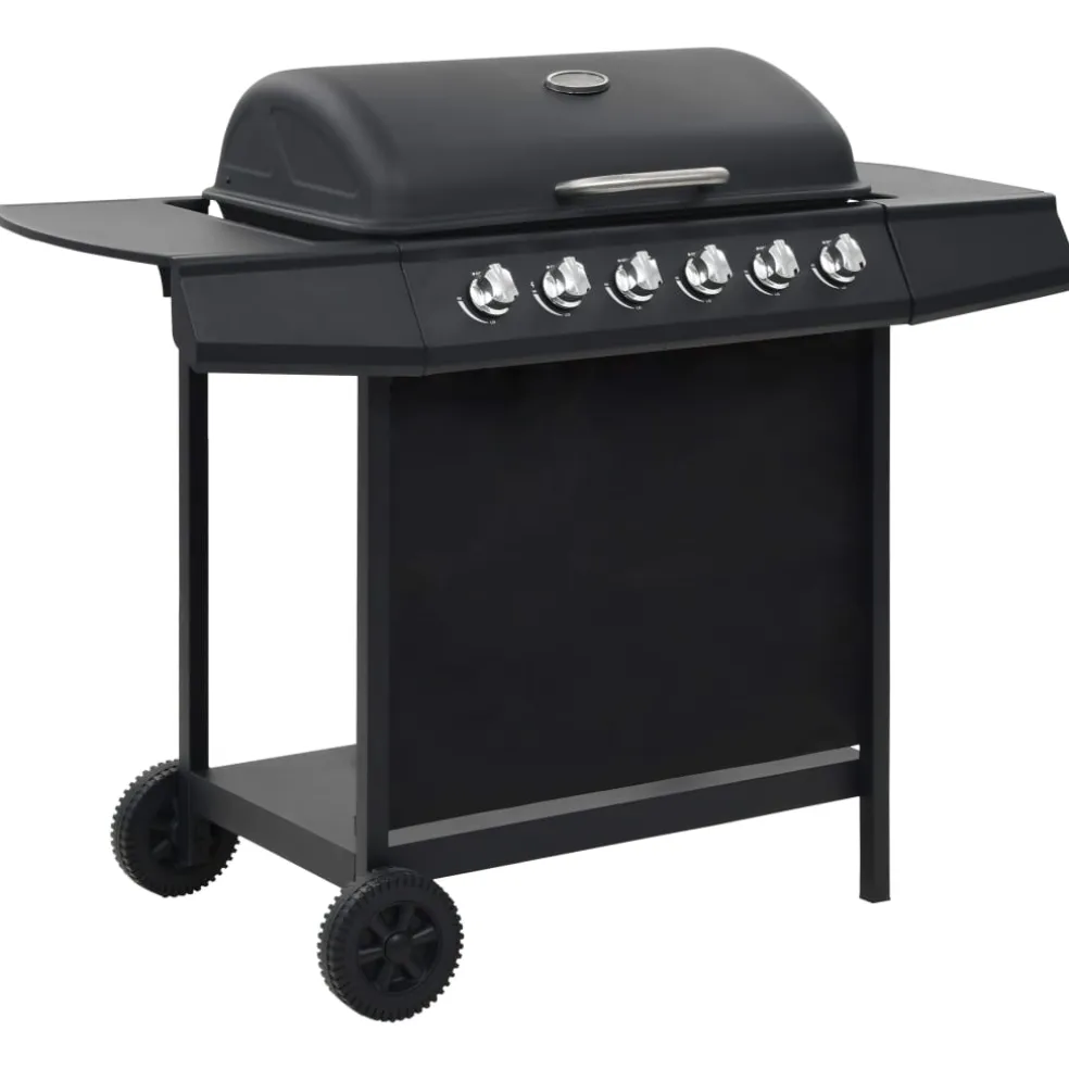 vidaXL Gasbarbecue met 6 kookzones staal zwart