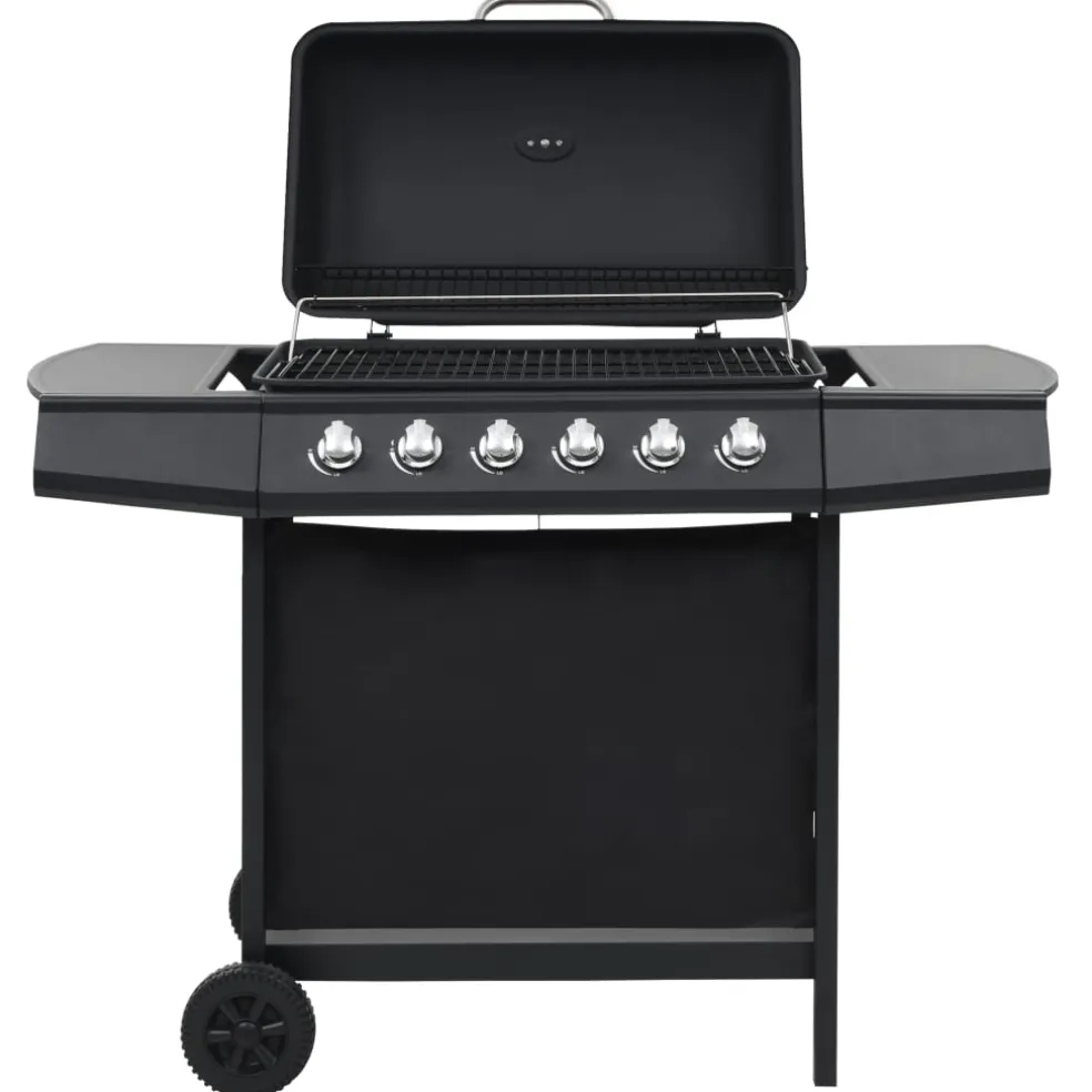 vidaXL Gasbarbecue met 6 kookzones staal zwart