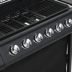 vidaXL Gasbarbecue met 6 kookzones staal zwart
