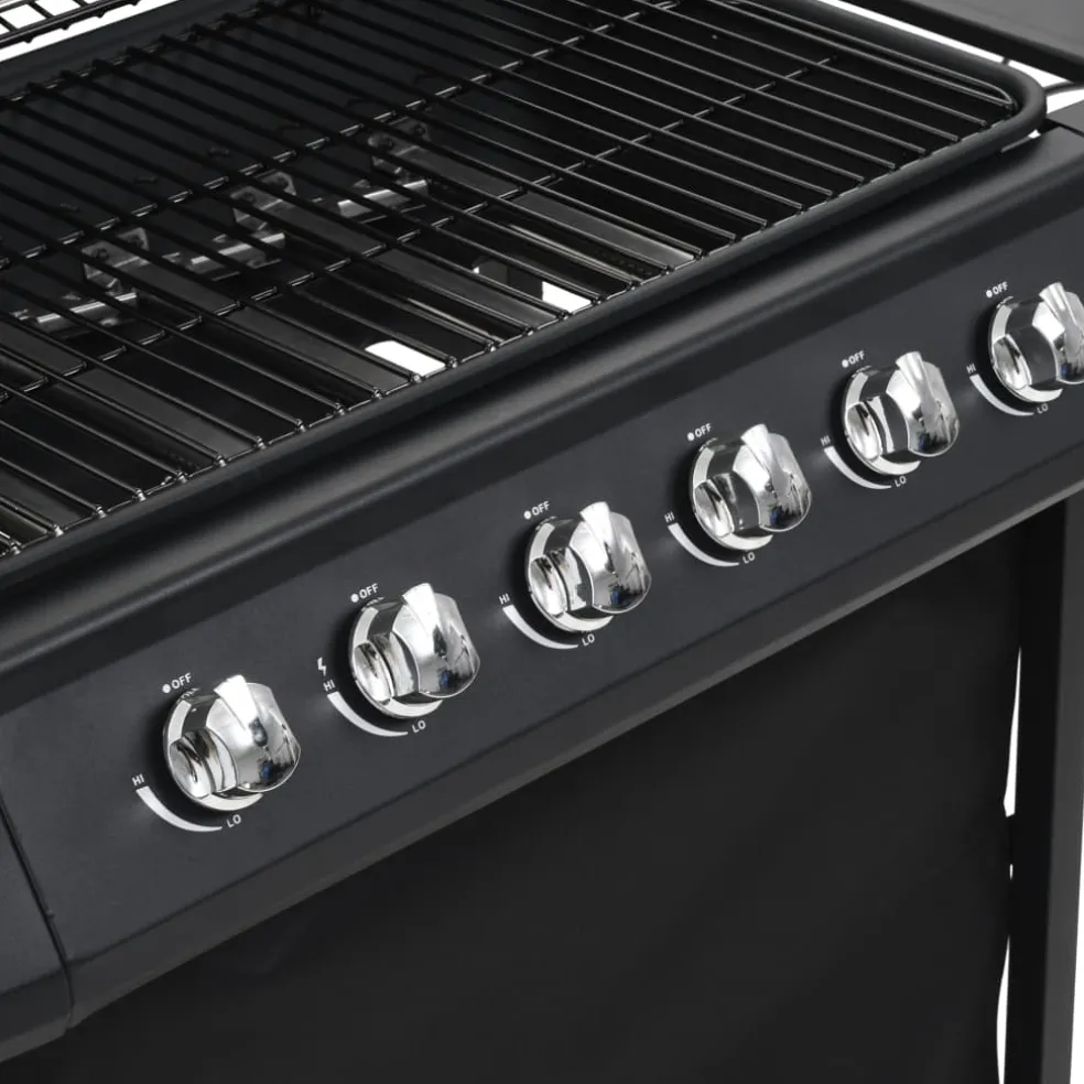 vidaXL Gasbarbecue met 6 kookzones staal zwart