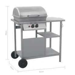 vidaXL Gasbarbecue met 3-laags zijtafel zwart en zilverkleurig