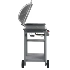 vidaXL Gasbarbecue met 3-laags zijtafel zwart en zilverkleurig