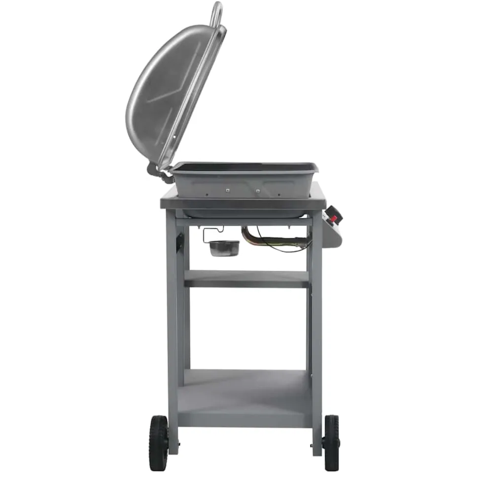 vidaXL Gasbarbecue met 3-laags zijtafel zwart en zilverkleurig