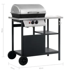 vidaXL Gasbarbecue met 3-laags zijtafel zwart en zilverkleurig