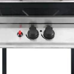 vidaXL Gasbarbecue met 3-laags zijtafel zwart en zilverkleurig