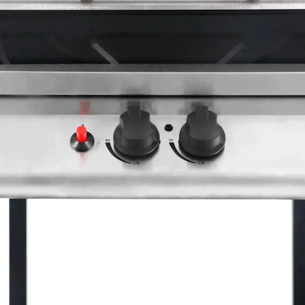 vidaXL Gasbarbecue met 3-laags zijtafel zwart en zilverkleurig