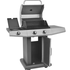 vidaXL Gas Grill met Branders met wiel Zilver Staal met Metaal Slang