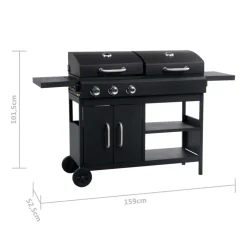 vidaXL Gas-/houtskoolbarbecue met 3 branders