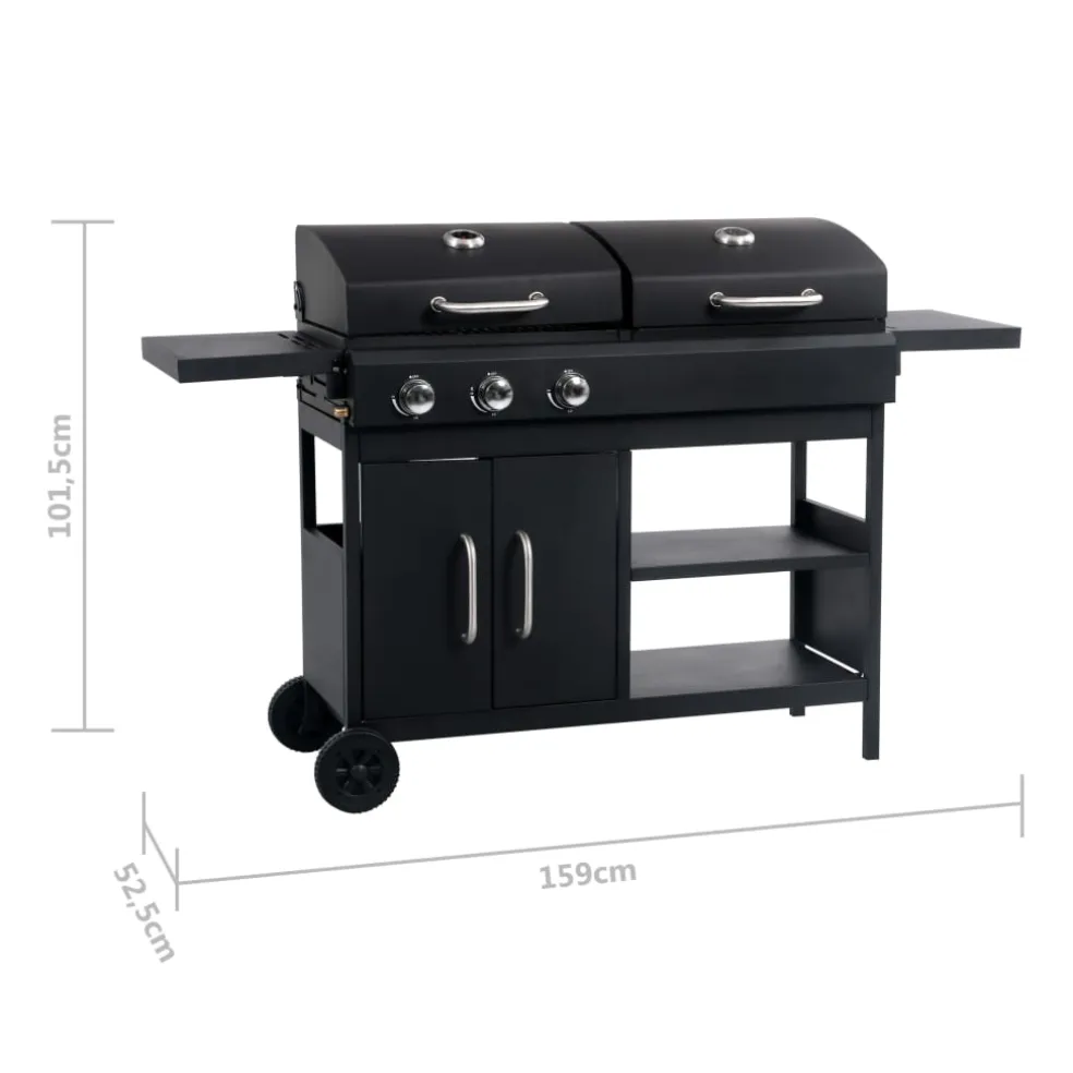 vidaXL Gas-/houtskoolbarbecue met 3 branders