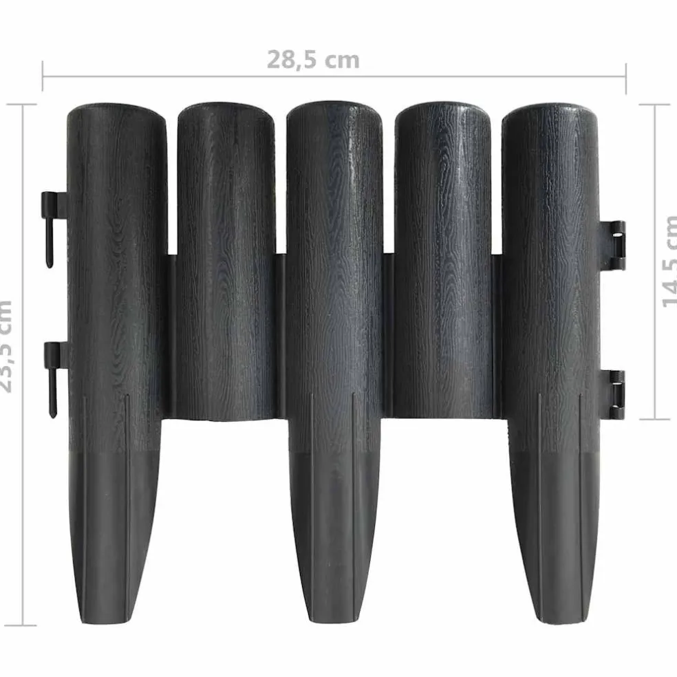 vidaXL Gazonranden 36 st 10 m PP antracietkleurig