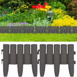 vidaXL Gazonranden 36 st 10 m PP grijs