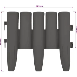 vidaXL Gazonranden 36 st 10 m PP grijs