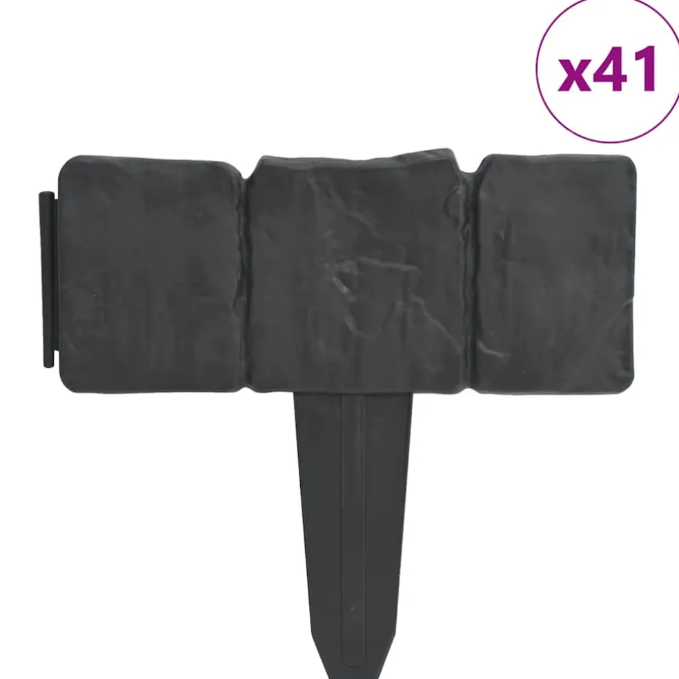 vidaXL Gazonranden 41 st steen-look 10 m kunststof