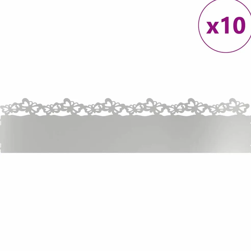 vidaXL Gazonranden 10 st 103 x 0,05 x 22 cm Gegalvaniseerd staal