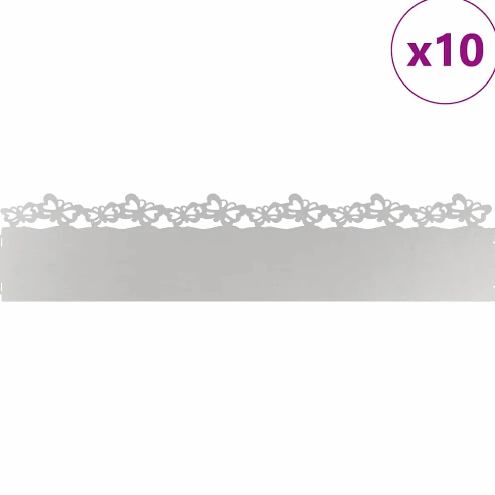 vidaXL Gazonranden 10 st 103 x 0,05 x 22 cm Roestvrij staal zilver