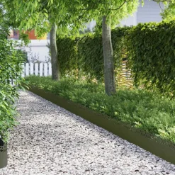 vidaXL Gazonranden 10 st 103 x 0,05 x 22 cm Staal Olijfgroen