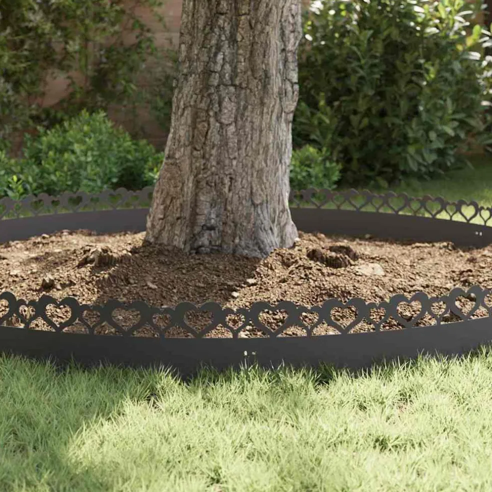 vidaXL Gazonranden 10 st 103 x 0,05 x 22 cm Staal Zwart
