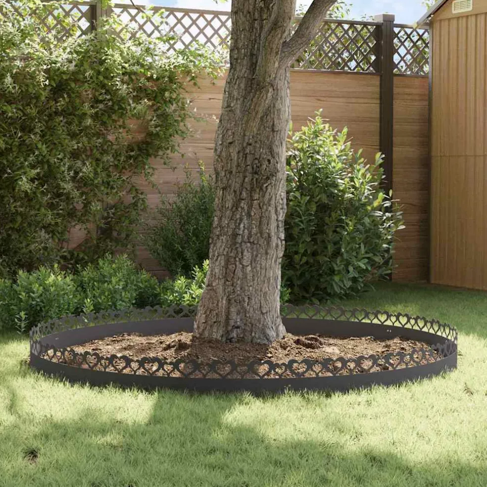 vidaXL Gazonranden 10 st 103 x 0,05 x 22 cm Staal Zwart