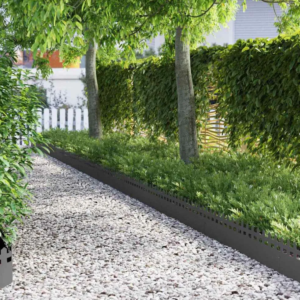 vidaXL Gazonranden 10 st 103 x 0,05 x 22 cm Staal Zwart