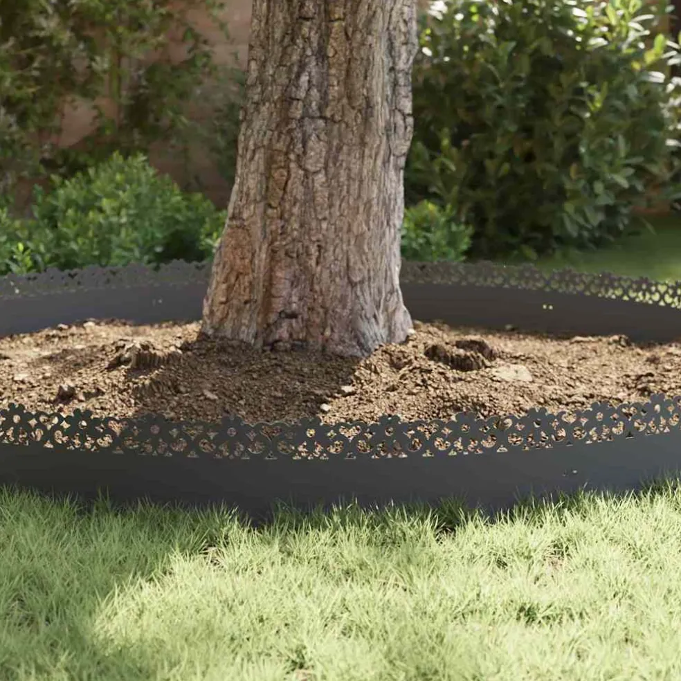 vidaXL Gazonranden 10 st 103 x 0,05 x 22 cm Staal Antraciet