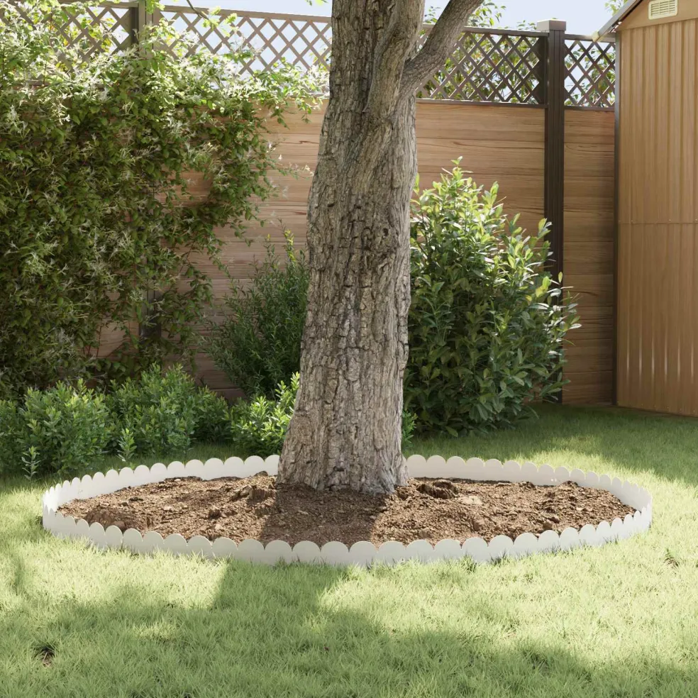 vidaXL Gazonrand 10 st 103 x 15 cm Staal Wit