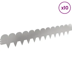 vidaXL Gazonrand 10 st 103 x 15 cm Staal Zilverkleurig
