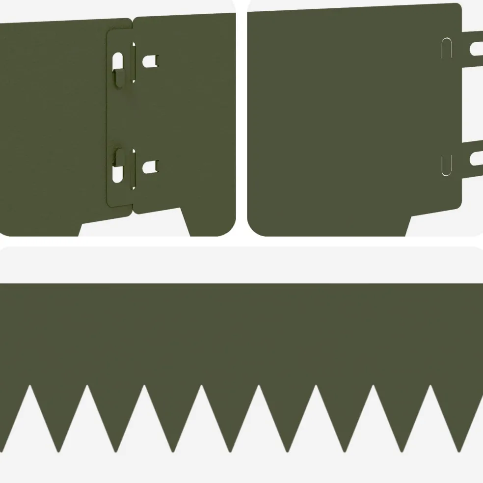 vidaXL Gazonrand 10 st 103 x 15 cm Staal Olijfgroen