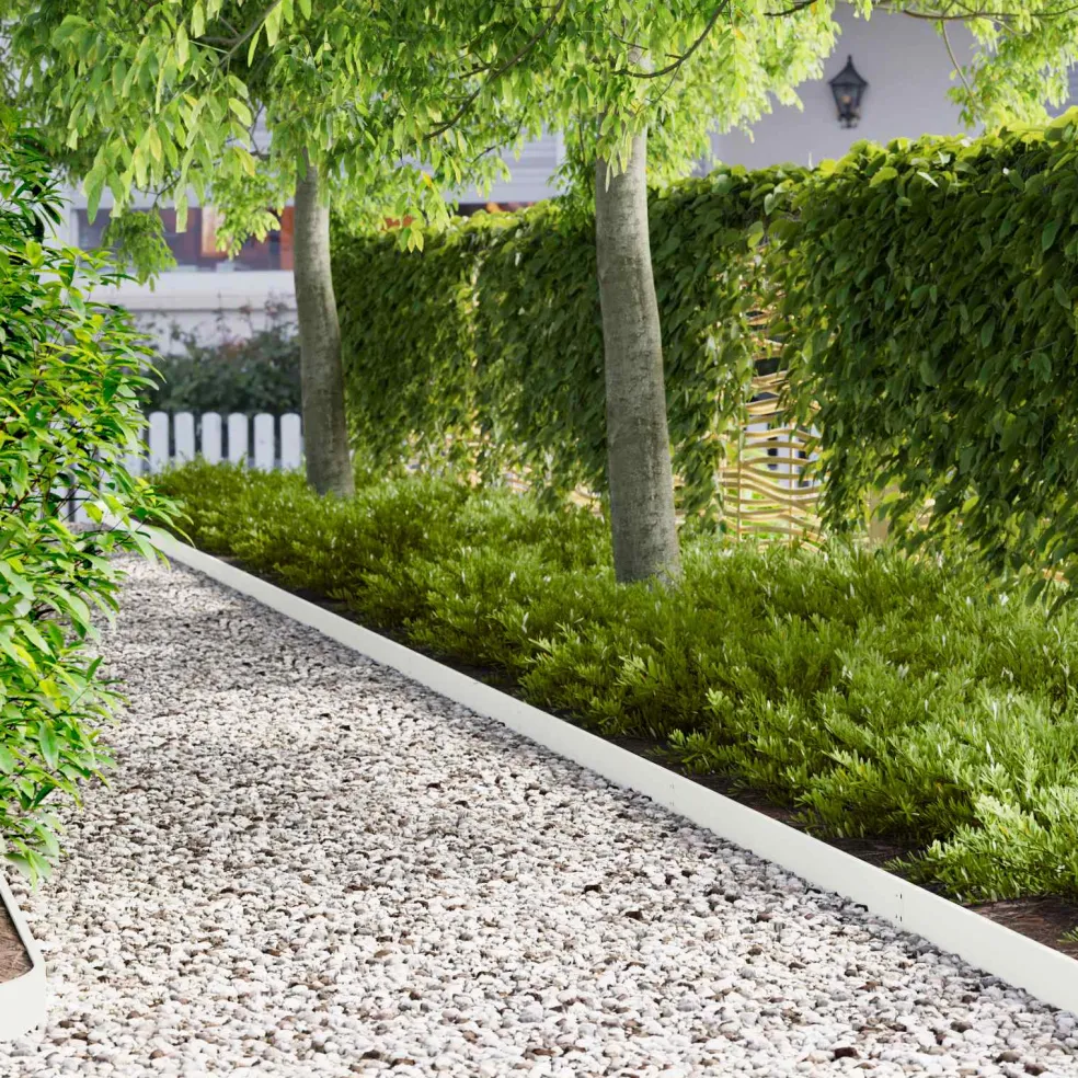 vidaXL Gazonrand 10 st 103 x 10 cm Staal Wit