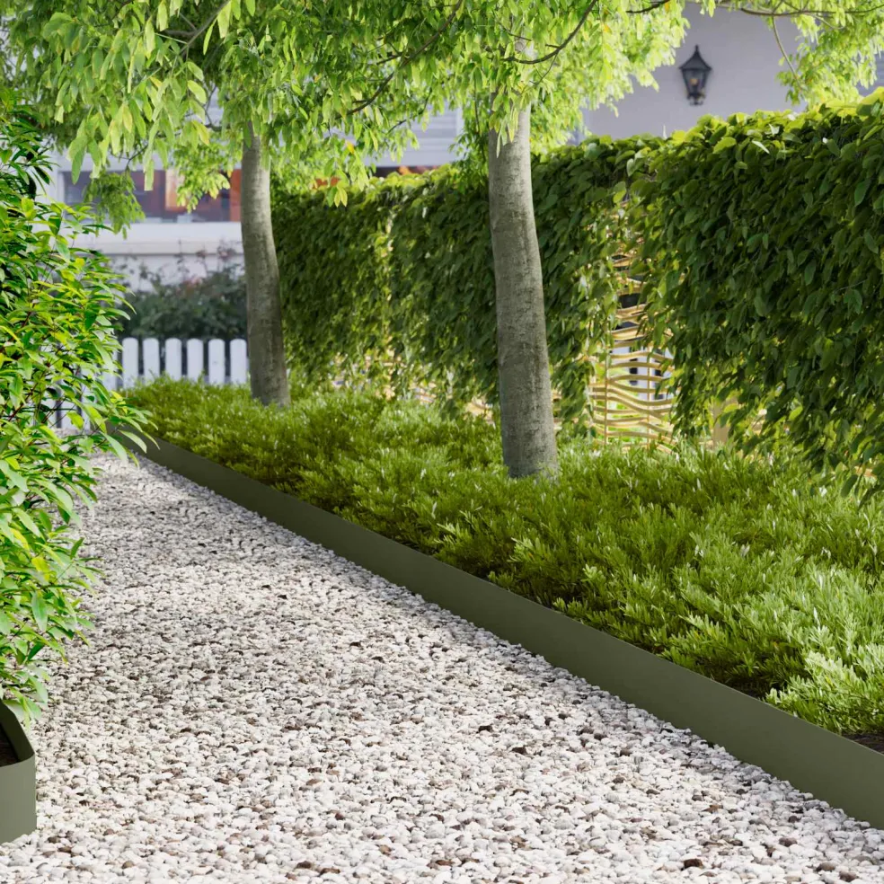 vidaXL Gazonrand 10 st 100 x 12 cm Staal Olijfgroen