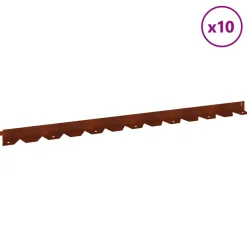 vidaXL Gazonrand 10 st 102 x 4 x 4 cm Staal Roestig