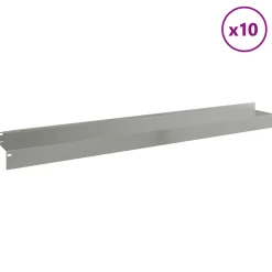 vidaXL Gazonrand 10 st 100 x 10 x 8 cm Staal Zilverkleurig